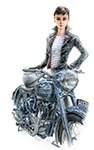 Audrey and Triumph Thunderbird 6T. Avaiable as an A4 and A3 print. 